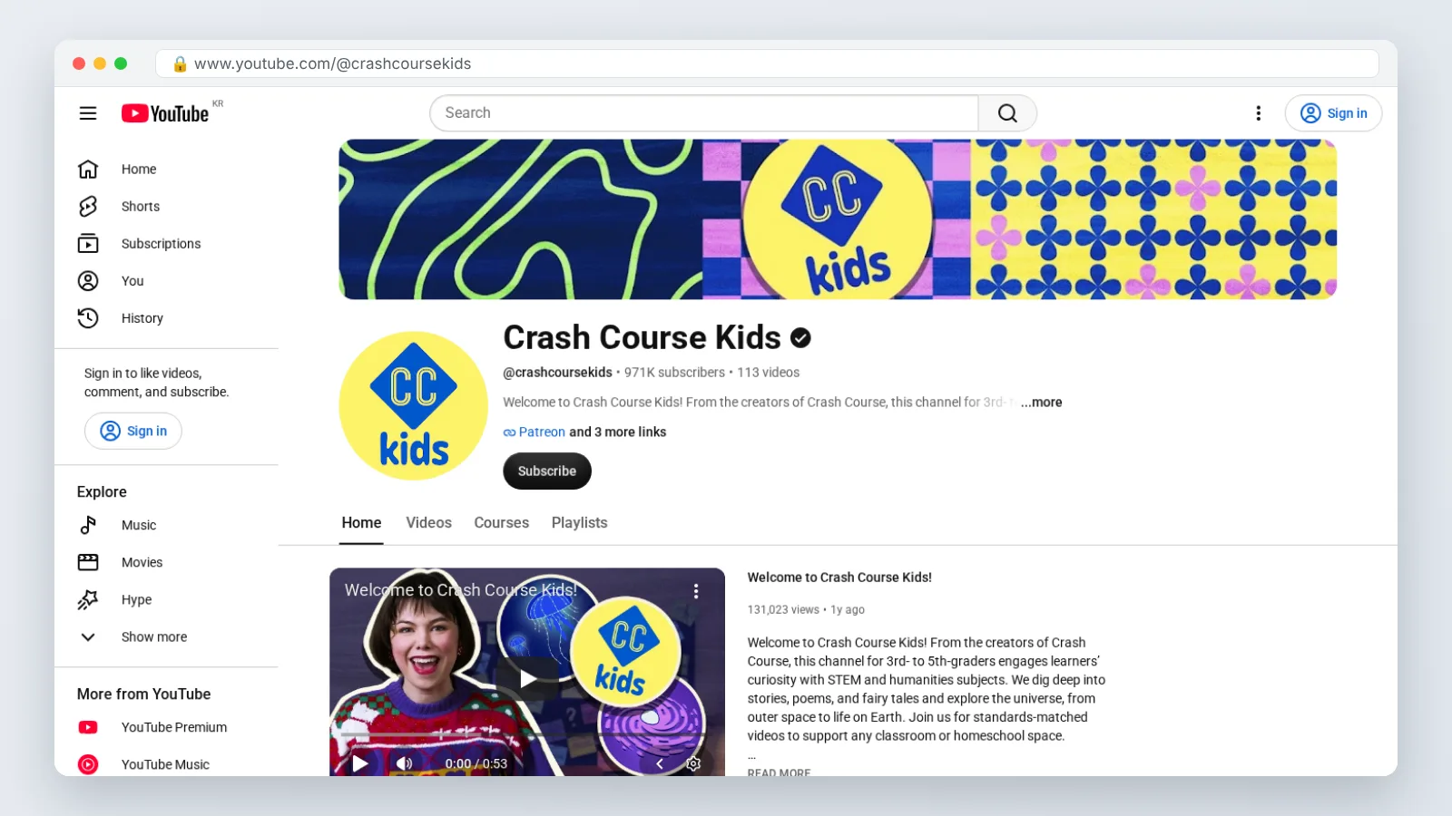 Crash Course Kids official site preview