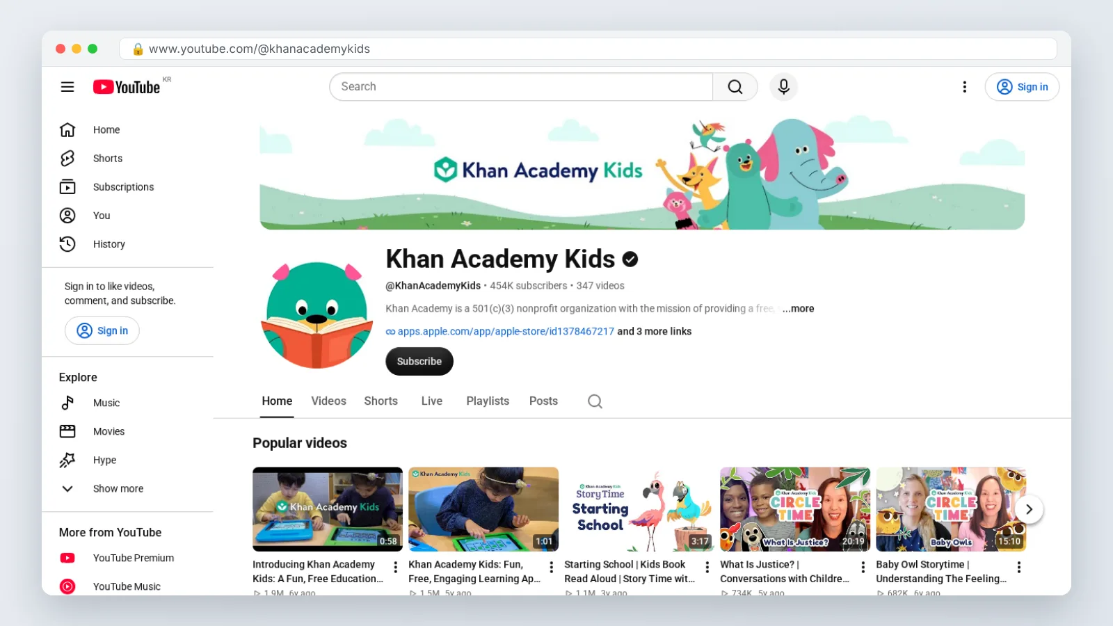 Khan Academy Kids official site preview