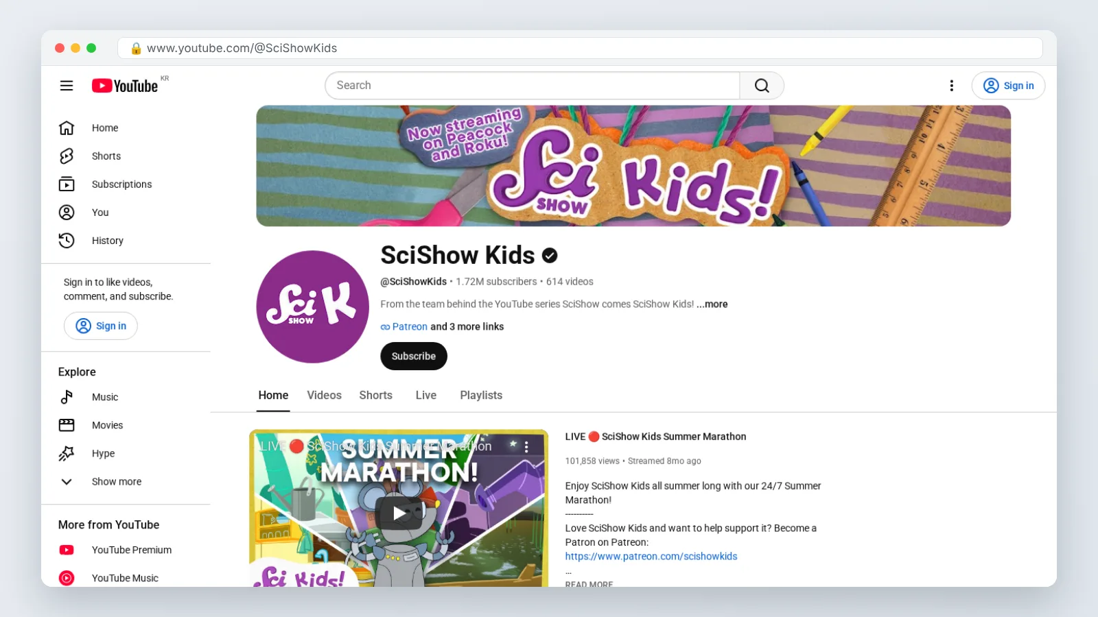 SciShow Kids official site preview