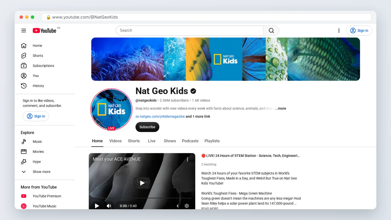 National Geographic Kids official site preview