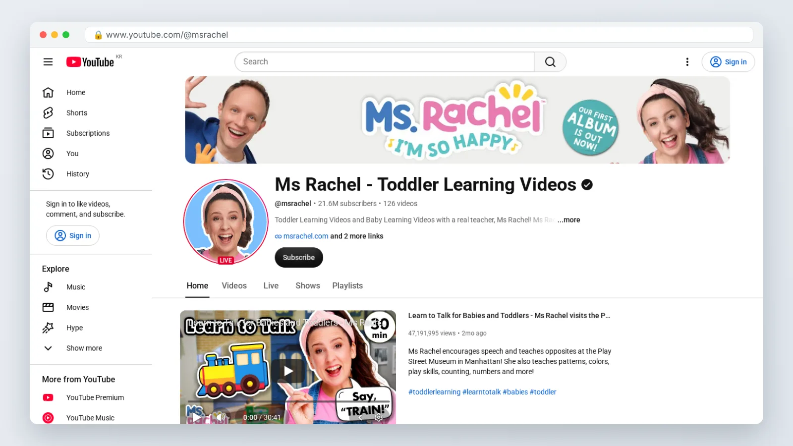 Ms Rachel – Toddler Learning Videos official site preview